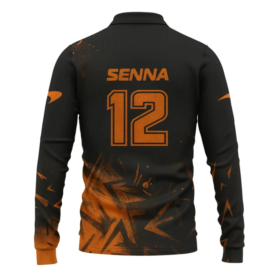 Ayrton Senna The Racing Legend McLaren F1 Exclusive Long Polo Shirt BLF16625A3LPL