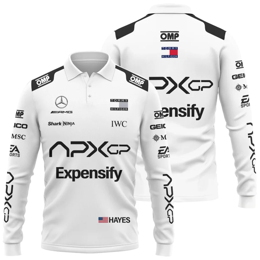 2025 White Version For Racing Fan Exclusive Long Polo Shirt BLF116625A1LPL