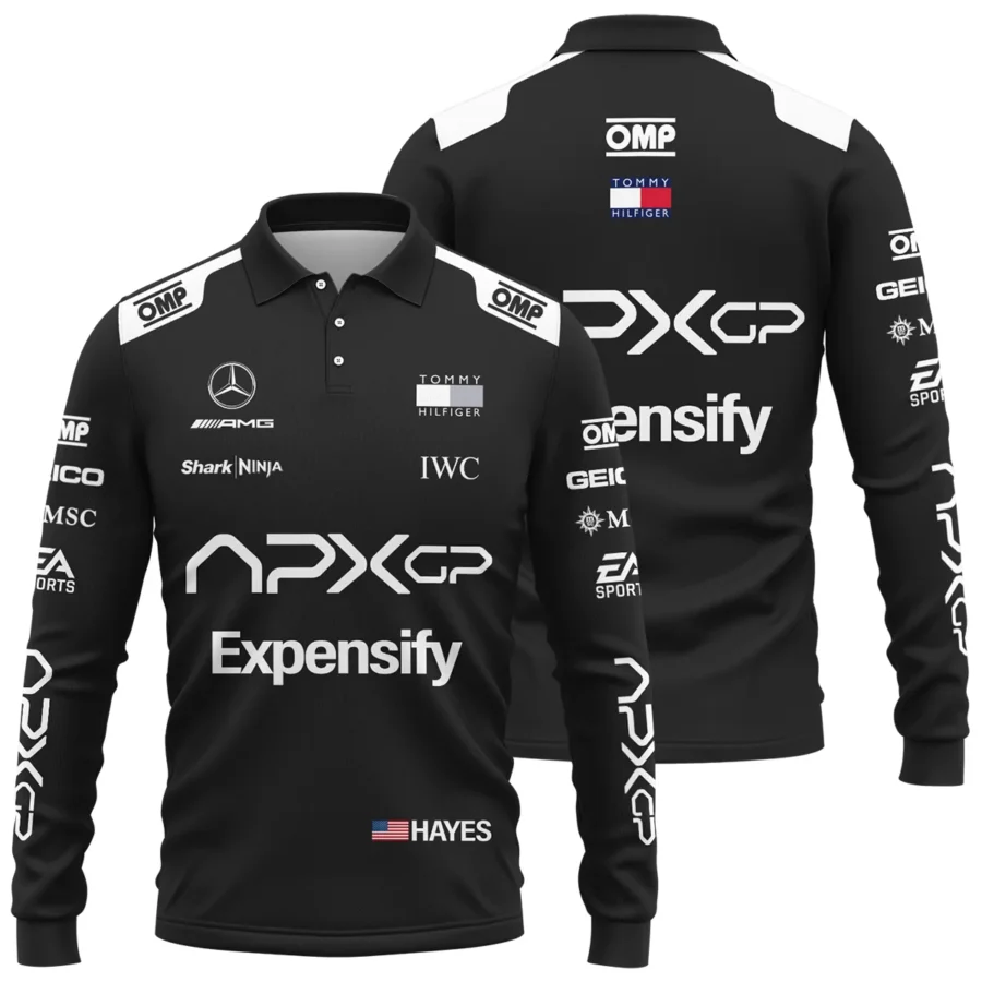 2025 Black Version For Racing Fan Exclusive Long Polo Shirt BLF116625A2LPL