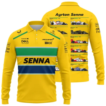 Senna x McLaren - Exclusive Long Polo Shirt Featuring His Iconic Liveries BLF13625A5LPL