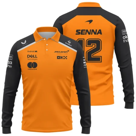 Ayrton Senna The Racing Legend McLaren F1 Exclusive Long Polo Shirt BLF16625A2LPL