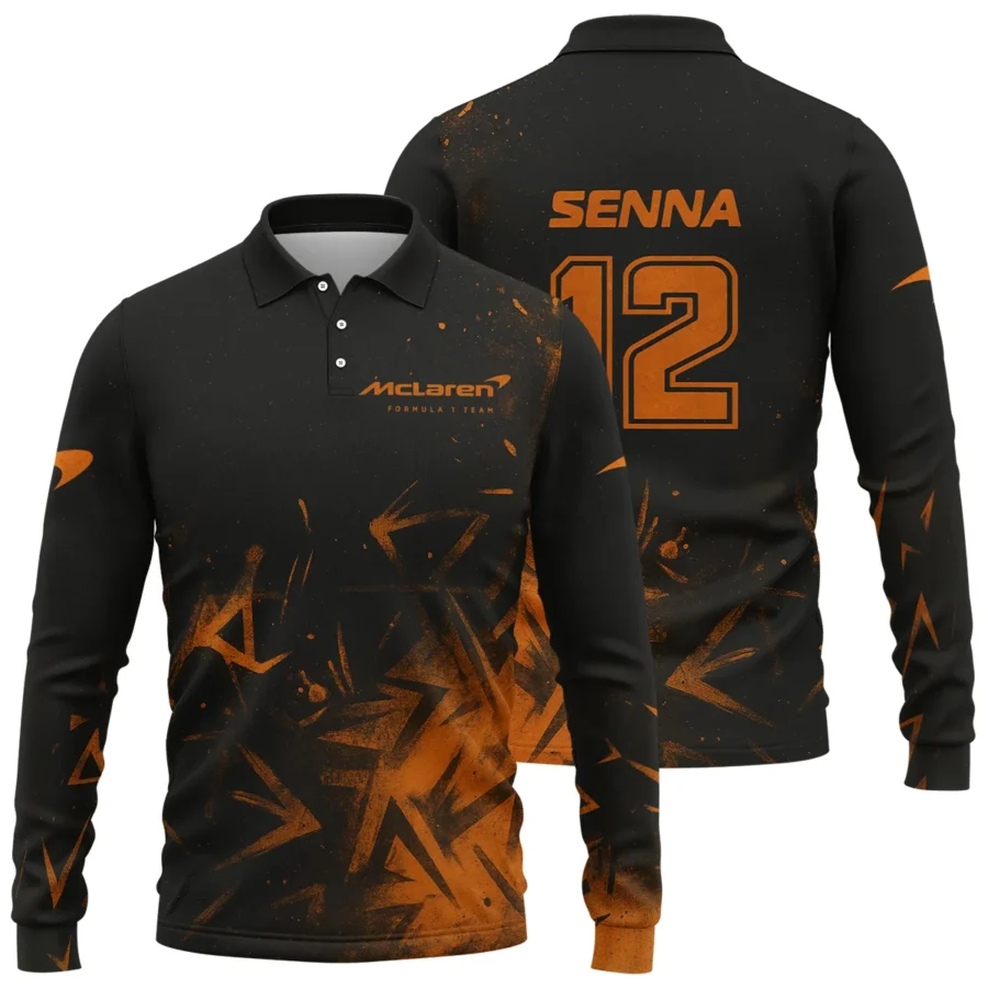 Ayrton Senna The Racing Legend McLaren F1 Exclusive Long Polo Shirt BLF16625A3LPL