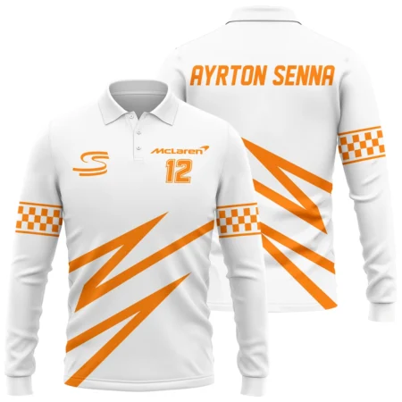 Ayrton Senna The Racing Legend McLaren F1 Exclusive Long Polo Shirt BLF16625A4LPL