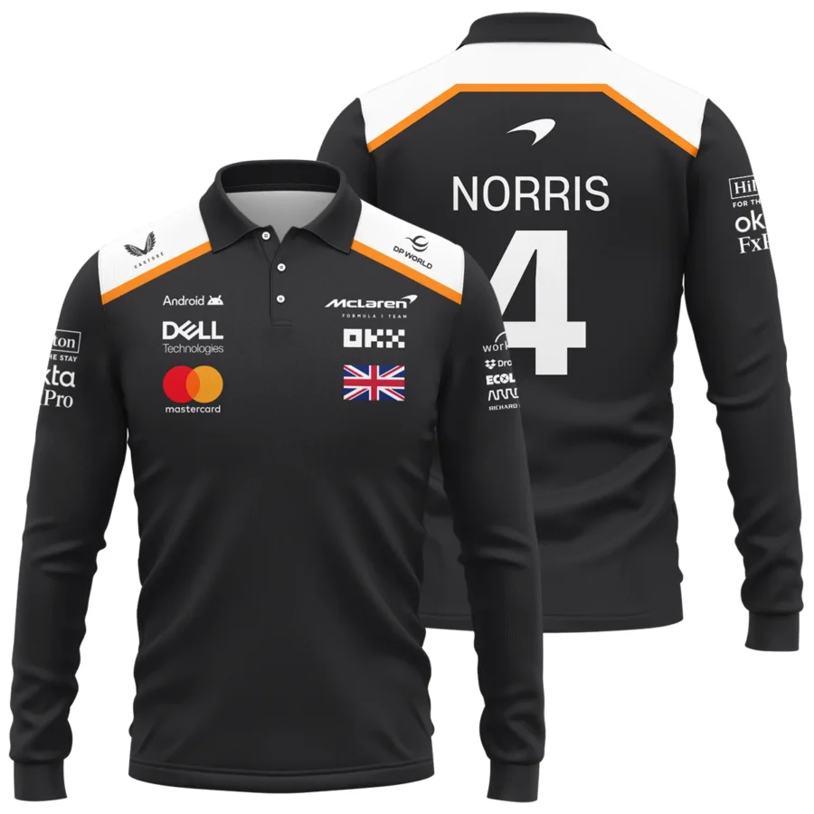 Lando Norris LN4 McLaren F1 Exclusive Long Polo Shirt BLF19625A2LPL