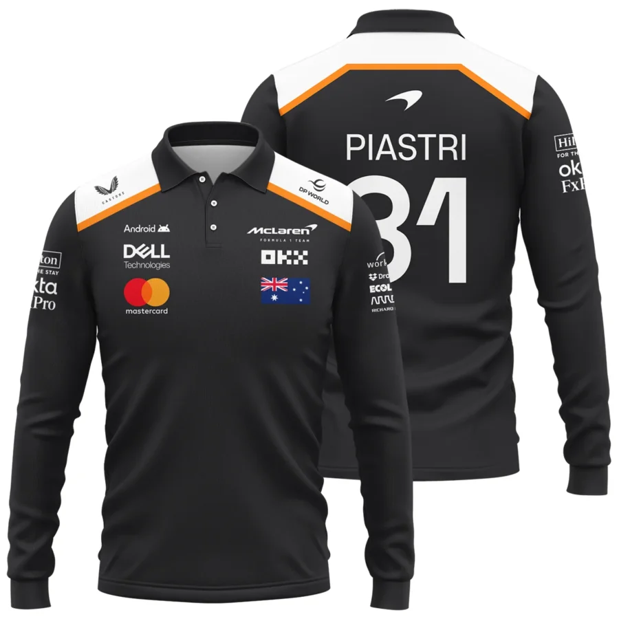Oscar Piastri OP81 McLaren F1 Exclusive Long Polo Shirt BLF19625A4LPL