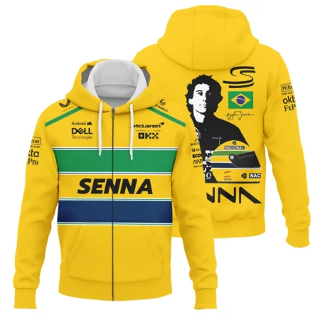 Ayrton Senna Flag And Helmet McLaren F1 Exclusive Zipper Hoodie BLF13625A4ZHD