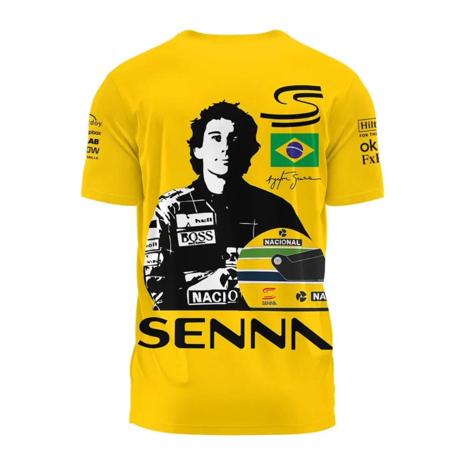 Ayrton Senna Flag And Helmet McLaren F1 Exclusive T-Shirt BLF13625A4TS