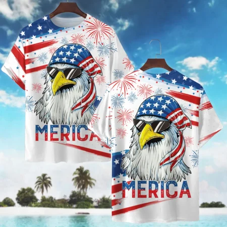 4th of July Independence Day United States Exclusive T-Shirt BLUSI080524A01TS