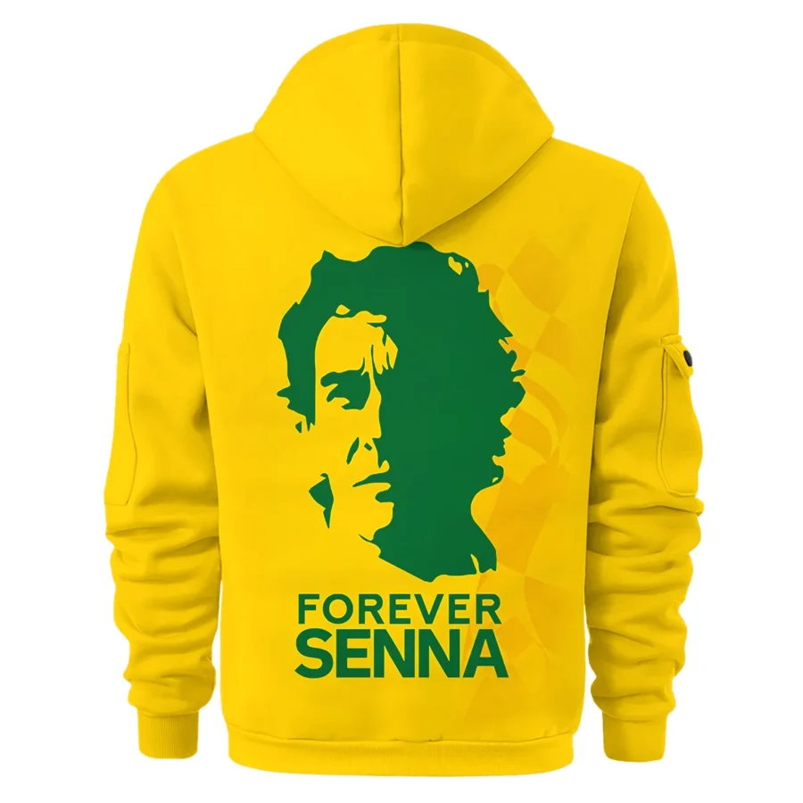 Forever Ayrton Senna McLaren F1 Exclusive Hoodie Half Zipper BLF13625A2HDF