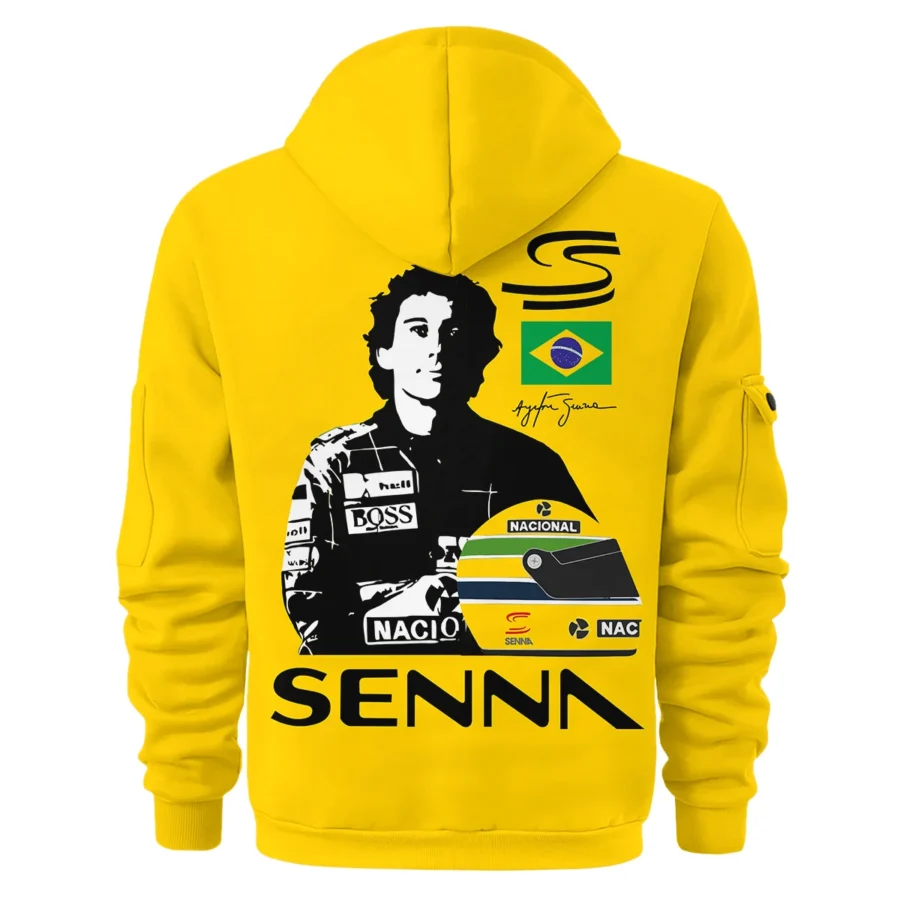Ayrton Senna Flag And Helmet McLaren F1 Exclusive Hoodie Half Zipper BLF13625A4HDF