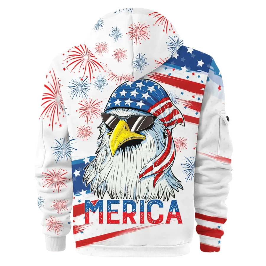 4th of July Independence Day United States Exclusive Hoodie Half Zipper BLUSI080524A01HDF