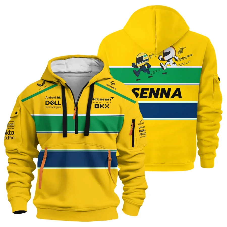 Ayrton Senna The Racing Legend McLaren F1 Exclusive Hoodie Half Zipper BLF13625A1HDF