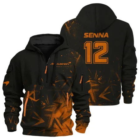 Ayrton Senna The Racing Legend McLaren F1 Exclusive Hoodie Half Zipper BLF16625A3HDF