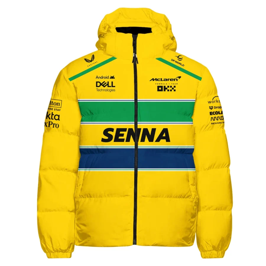Ayrton Senna Flag And Helmet McLaren F1 Exclusive Down & Puffer Jackets BLF13625A4HCJ