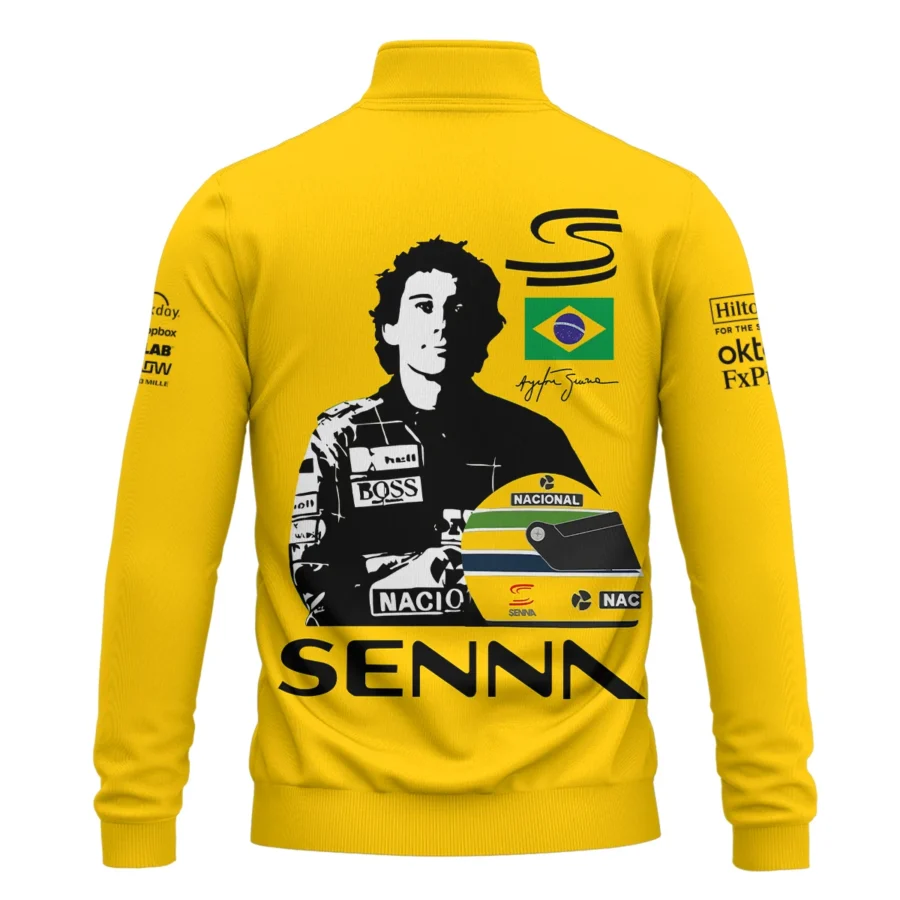 Ayrton Senna Flag And Helmet McLaren F1 Exclusive Quarter-Zip Sweatshirt BLF13625A4QZS