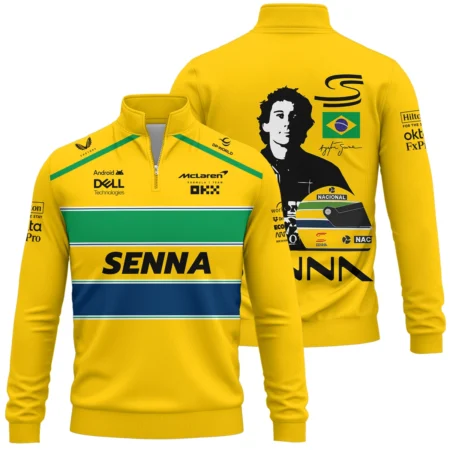 Ayrton Senna Flag And Helmet McLaren F1 Exclusive Quarter-Zip Sweatshirt BLF13625A4QZS