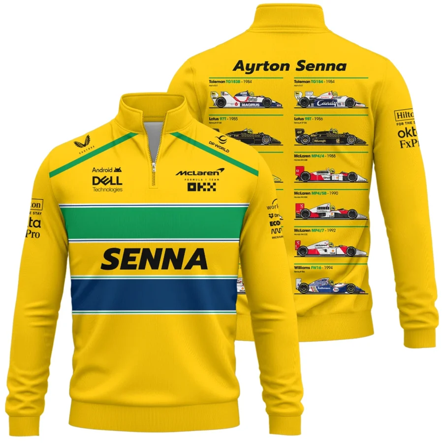 Senna x McLaren - Exclusive Quarter-Zip Sweatshirt Featuring His Iconic Liveries BLF13625A5QZS