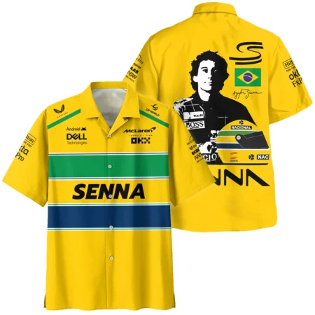 Ayrton Senna Flag And Helmet McLaren F1 Exclusive Hawaiian Shirt BLF13625A4HW