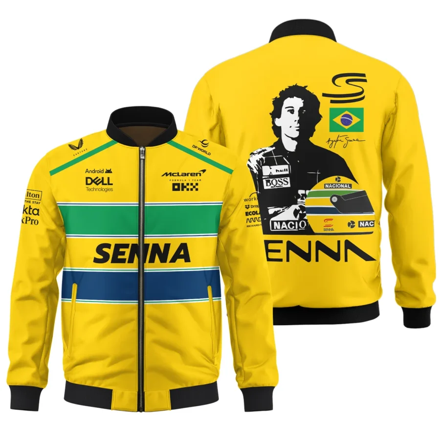 Ayrton Senna Flag And Helmet McLaren F1 Exclusive Bomber BLF13625A4BB