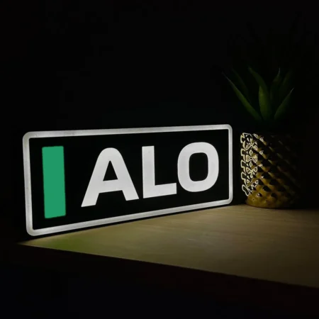 Fernando Alonso Aston Martin F1 Team Name Abbreviation Sign with LED Lighting F1 Racing Gift BLF1LEDA1ALO1