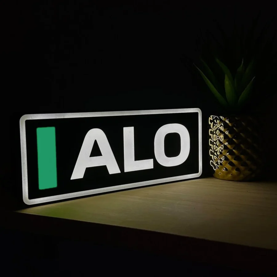 Fernando Alonso Aston Martin F1 Team Name Abbreviation Sign with LED Lighting F1 Racing Gift BLF1LEDA1ALO1