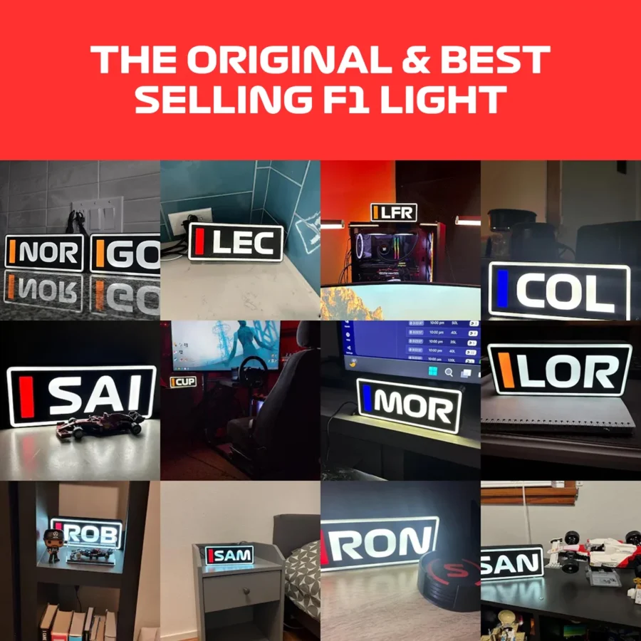 Mika Hakkinen McLaren F1 Team Name Abbreviation Sign with LED Lighting F1 Racing Gift BLF1LEDA1HAK1