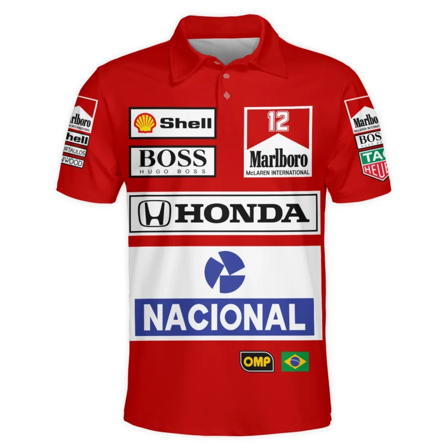 1988 Ayrton Senna Honda Race Suit Marlboro McLaren Polo Shirt BL3725A2PL