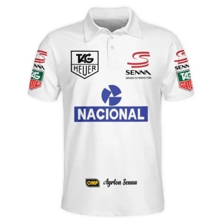 1985 Ayrton Senna John Player Special Lotus F1 Racing Team Polo Shirt BL3725A3PL