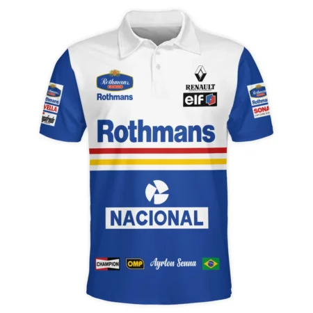 1994 Ayrton Senna Rothmans Williams Renault F1 Racing Team Polo Shirt BL3725A6PL