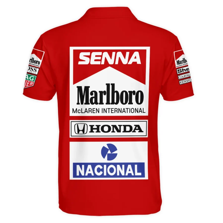 1988 Ayrton Senna Honda Race Suit Marlboro McLaren Polo Shirt BL3725A2PL