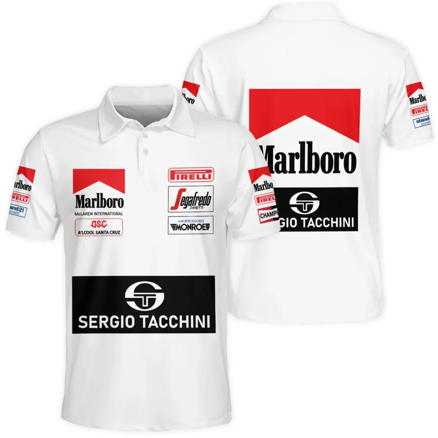 1984 Ayrton Senna Sergio Tacchini Toleman F1 Promotional Team Polo Shirt BL3725A7PL