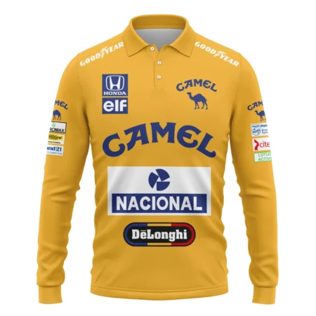 1987 Ayrton Senna Camel Honda Formula 1 Racing Team Long Polo Shirt BL3725A5LPL