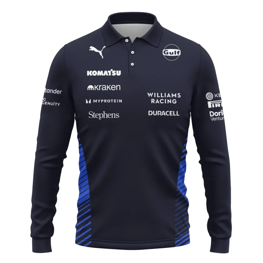 2025 Williams F1 Team Suit Long Polo Shirt BLVA080725A01WILLPL