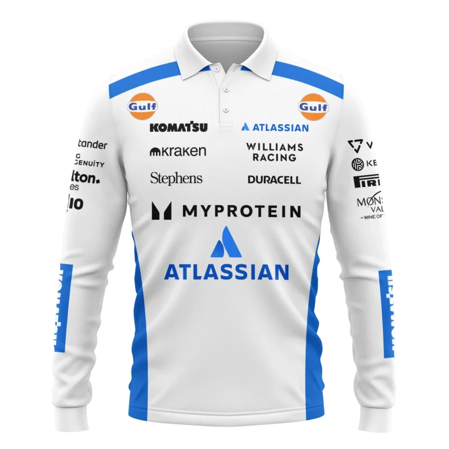 2025 Williams F1 Race Suit Long Polo Shirt BLVA100725A03WILLPL