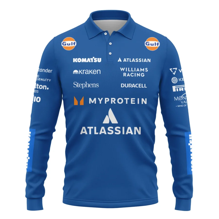 2025 Williams F1 Race Suit Long Polo Shirt BLVA100725A04WILLPL