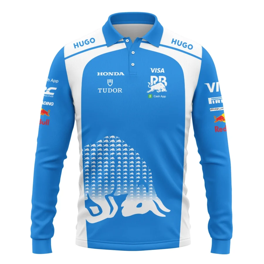 2025 Racing Bulls F1 Team Suit Long Polo Shirt BLVA110725A02RCBLPL