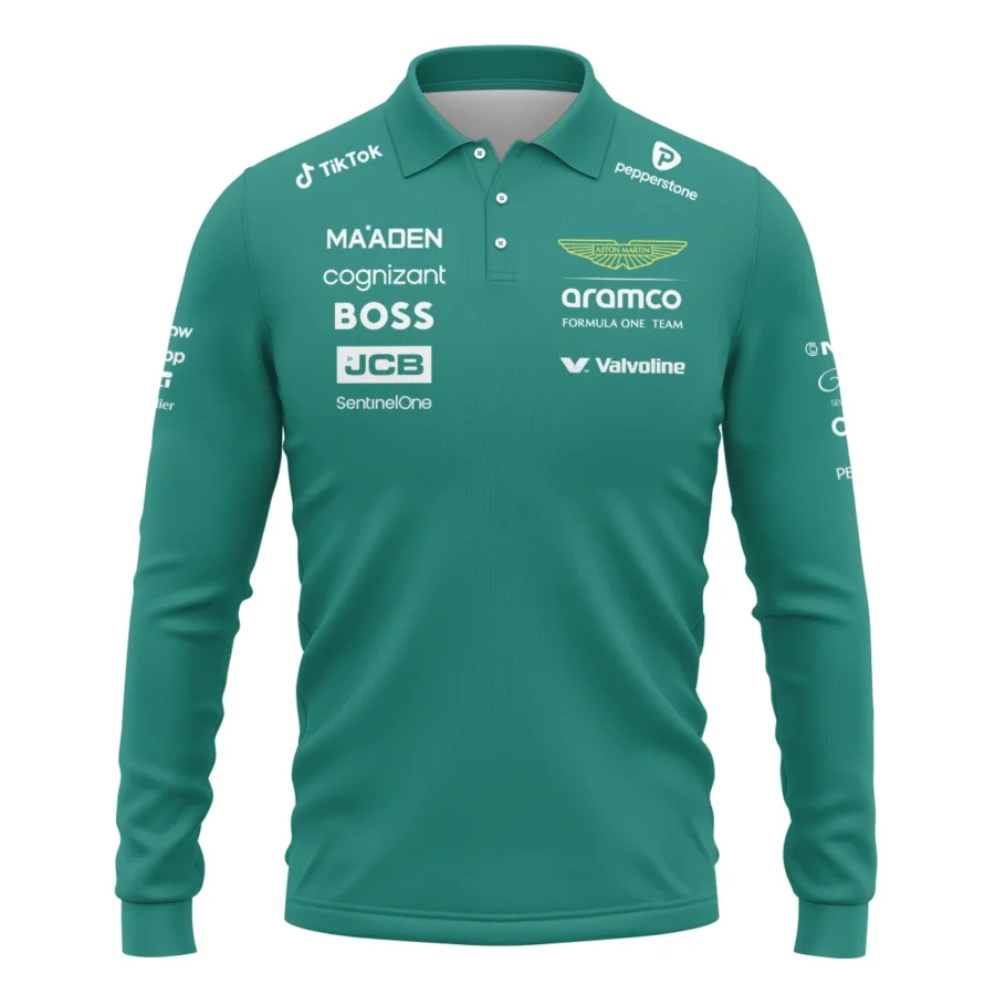 2025 Aston Martin F1 Team Suit Long Polo Shirt BLVA120725A01AMLPL