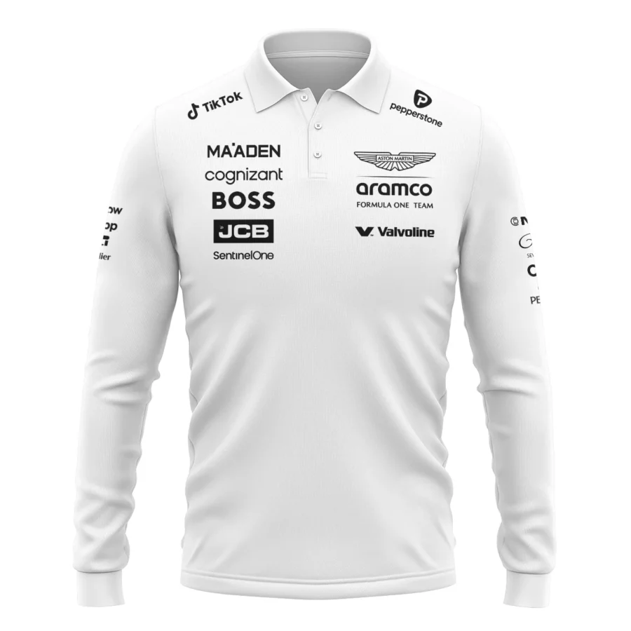 2025 Aston Martin F1 Race Suit Long Polo Shirt BLVA120725A03AMLPL