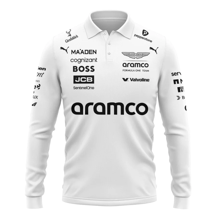2025 Aston Martin F1 Team Suit Long Polo Shirt BLVA120725A06AMLPL