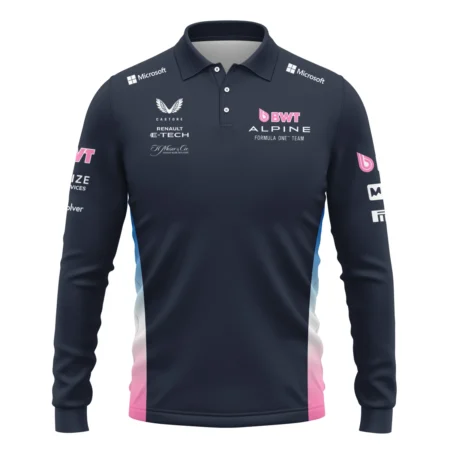 2025 Alpine F1 Team Suit Long Polo Shirt BLVA150725A01ALPLPL