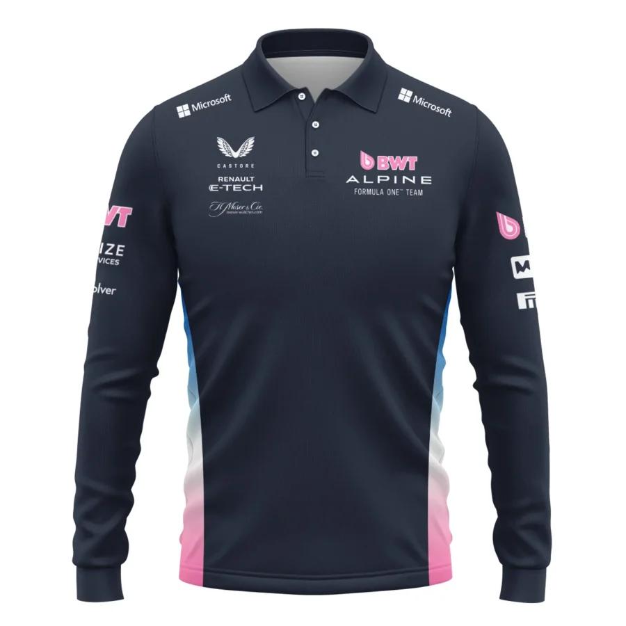 2025 Alpine F1 Team Suit Long Polo Shirt BLVA150725A01ALPLPL