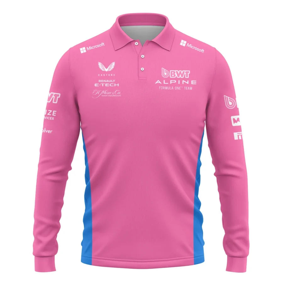 2025 Alpine F1 Team Suit Long Polo Shirt BLVA150725A02ALPLPL