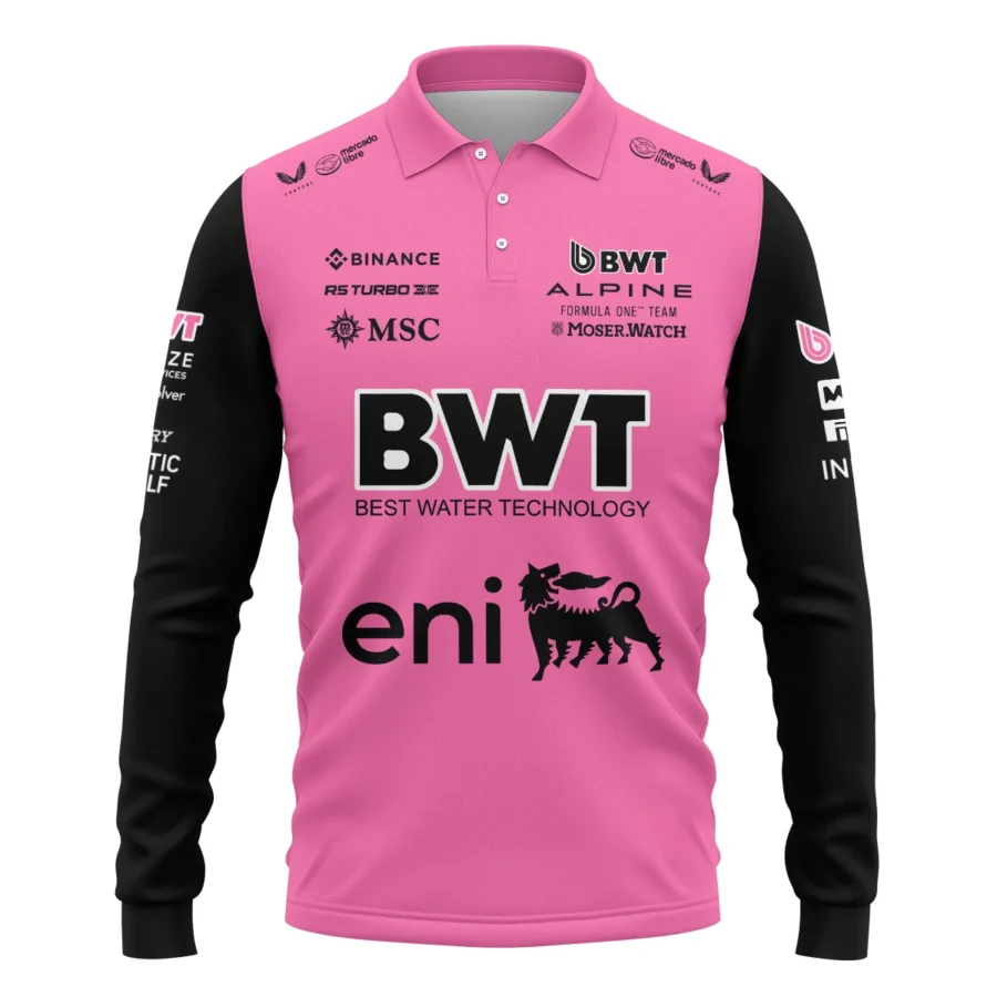2025 Alpine F1 Team Suit Long Polo Shirt BLVA150725A04ALPLPL