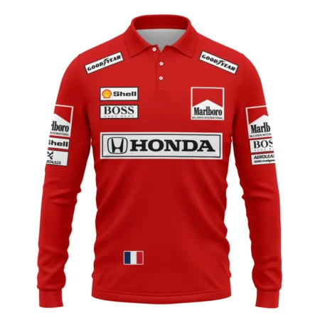 1989 Alain Prost Racing Costume Ferrari F1 Team Long Polo Shirt BLVAAP070725A01LPL