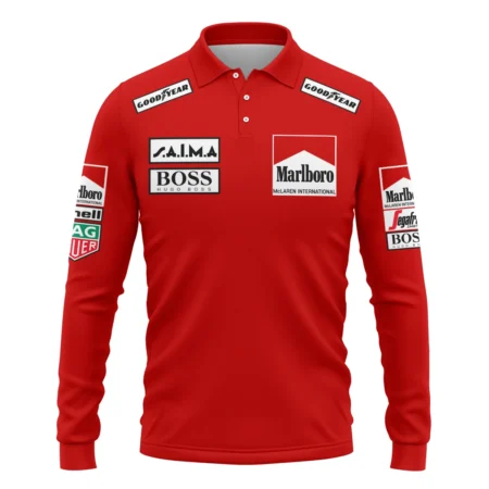 1985 Alain Prost Racing Suit McLaren F1 Team Long Polo Shirt BLVAAP070725A04LPL