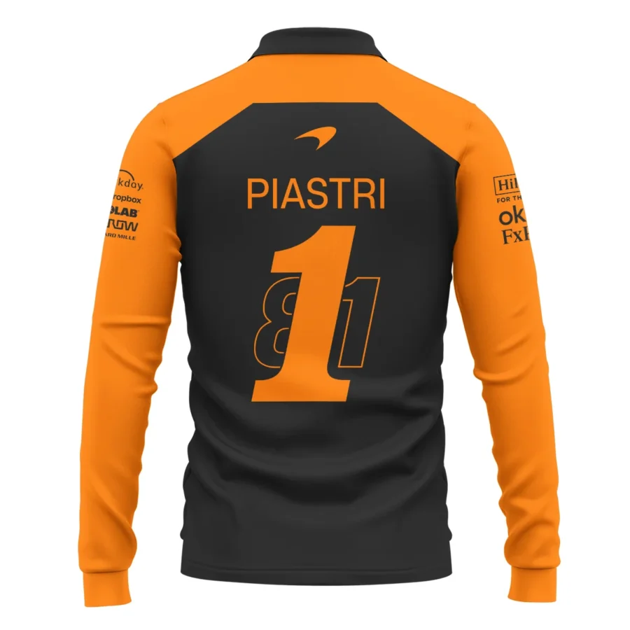 From #81 To #1 Oscar Piastri McLaren F1 Limited Edition Long Polo Shirt BL4725A1LPL