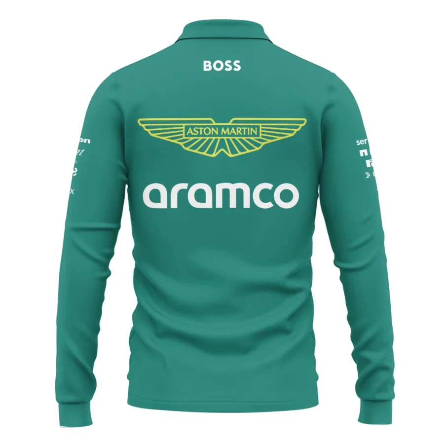 2025 Aston Martin F1 Team Suit Long Polo Shirt BLVA120725A01AMLPL