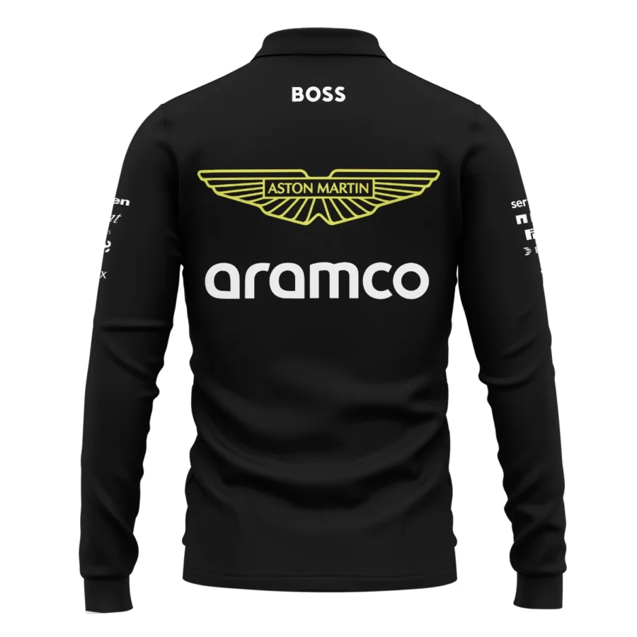 2025 Aston Martin F1 Team Suit Long Polo Shirt BLVA120725A02AMLPL