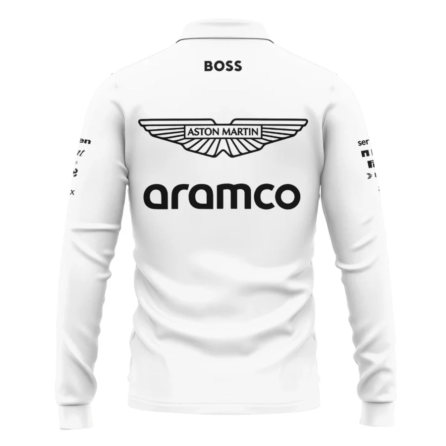 2025 Aston Martin F1 Race Suit Long Polo Shirt BLVA120725A03AMLPL