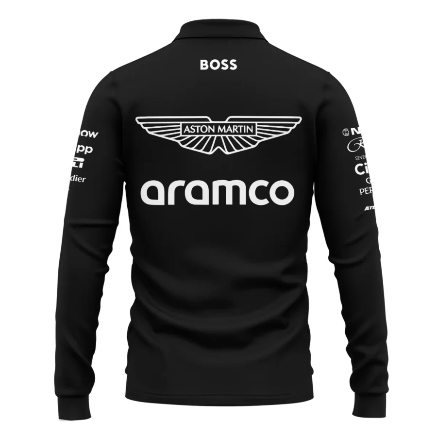 2025 Aston Martin F1 Team Suit Long Polo Shirt BLVA120725A05AMLPL